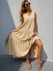 Robe midi à volants et poches Braxton en coton 