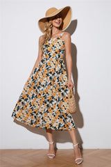 Robe longue à volants et boutons fleuris Nisha