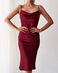 Robe longue en satin Night To Remember - Merlot 