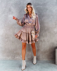 Robe midi en satin Lena - Champagne 