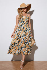 Robe longue à volants et boutons fleuris Nisha