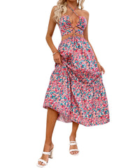 Robe midi imprimée à découpes City Strut - VENTE FINALE 