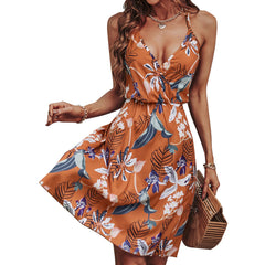 Robe nuisette midi en satin imprimé marbre Cosmo - Chocolat 