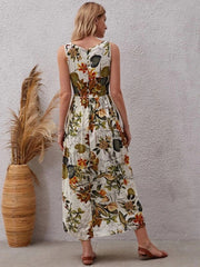 Robe midi Lester à fleurs et smocks 