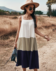 Robe midi à volants en coton colorblock Rexy 