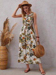 Robe midi Lester à fleurs et smocks 