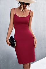 Robe midi moulante à col carré Kaye - Chocolat - VENTE FINALE 