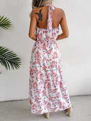 Robe longue dos nu en mousseline à imprimé floral Sure Thing - Crème - VENTE FINALE 