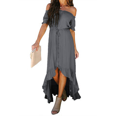 Robe maxi asymétrique à épaules dénudées My Forte