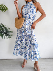 Robe longue dos nu en mousseline à imprimé floral Sure Thing - Bleue - VENTE FINALE 