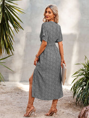 Robe kimono maxi imprimée ajustable Woodloch 