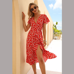 Robe longue portefeuille Bardot à imprimé floral Sitara - VENTE FINALE 