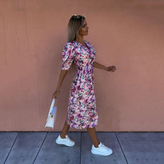 Robe longue portefeuille imprimée Spread Beauty - Vente finale 