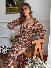 Robe midi asymétrique à fleurs Raissa - Noir multicolore 
