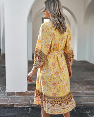 Robe longue bohème à pois suisses Sanibel - Jaune pâle 
