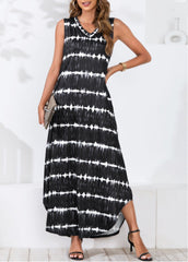 Robe longue Powell rayée ajustable - Noire 