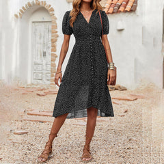 Robe longue à volants et poches Larkspur - Noire 