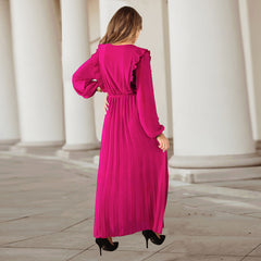 Robe mi-longue drapée Myka - Fuchsia 