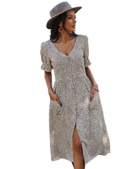 Robe maxi patchwork à poches Placide Waters 