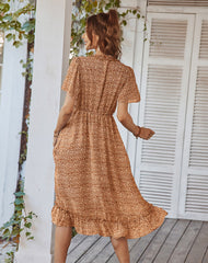 Robe longue smockée Magic Touch - Soleil brûlé 
