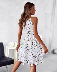 Robe longue dos nu à pois Payce - Blanche 