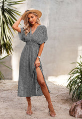 Robe kimono maxi imprimée ajustable Woodloch 