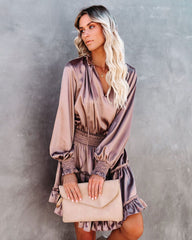 Robe midi en satin Lena - Champagne 