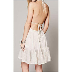 Robe midi Porter en lin mélangé à nouer sur le devant - Sable 