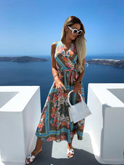 Robe longue fendue à imprimé cachemire Syke 