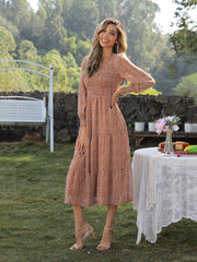 Robe midi à volants fleuris Devyn 