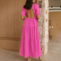 Robe longue à volants Follow My Lead - Rose pâle 