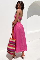 Robe longue bustier en satin rose Head Over Heels 