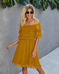 Robe longue asymétrique à épaules dénudées Panache - Tournesol 