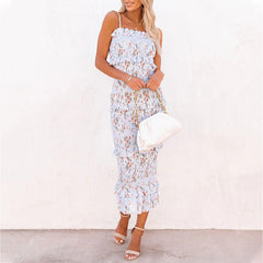 Robe midi à volants et smocks Kristy à motif floral - Dijon 