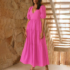 Robe longue à volants Follow My Lead - Rose pâle 