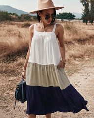 Robe midi à volants en coton colorblock Rexy 