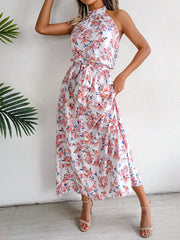 Robe longue dos nu en mousseline à imprimé floral Sure Thing - Crème - VENTE FINALE 