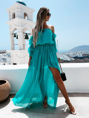 Robe midi Peacekeeper à épaules dénudées - Sauge douce 