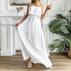 Robe longue bustier Positive Energy - Blanc cassé 