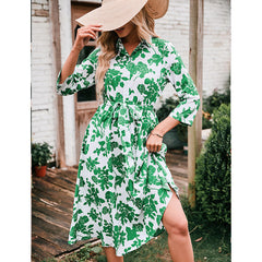 Robe longue bohème Sedra à motif cachemire - Vert 