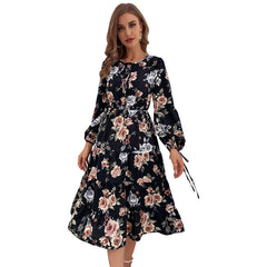 Robe midi plissée à fleurs au coucher du soleil 