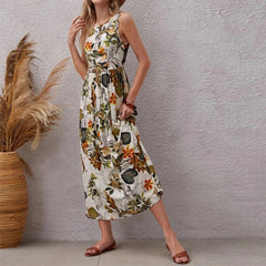 Robe midi Lester à fleurs et smocks 
