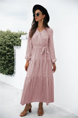 Robe longue bohème à pois suisses Sanibel - Marsala