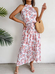 Robe longue dos nu en mousseline à imprimé floral Sure Thing - Crème - VENTE FINALE 