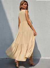 Robe midi à volants et poches Braxton en coton 