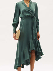 Robe midi portefeuille en maille Paloma - Olive 