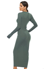 Robe pull maxi en maille Cheers To You - Olive 