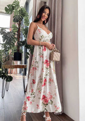 Robe longue portefeuille asymétrique à fleurs Kellen 