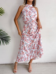 Robe longue dos nu en mousseline à imprimé floral Sure Thing - Crème - VENTE FINALE 