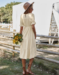 Robe longue Vinyasa à pois suisses et smocks